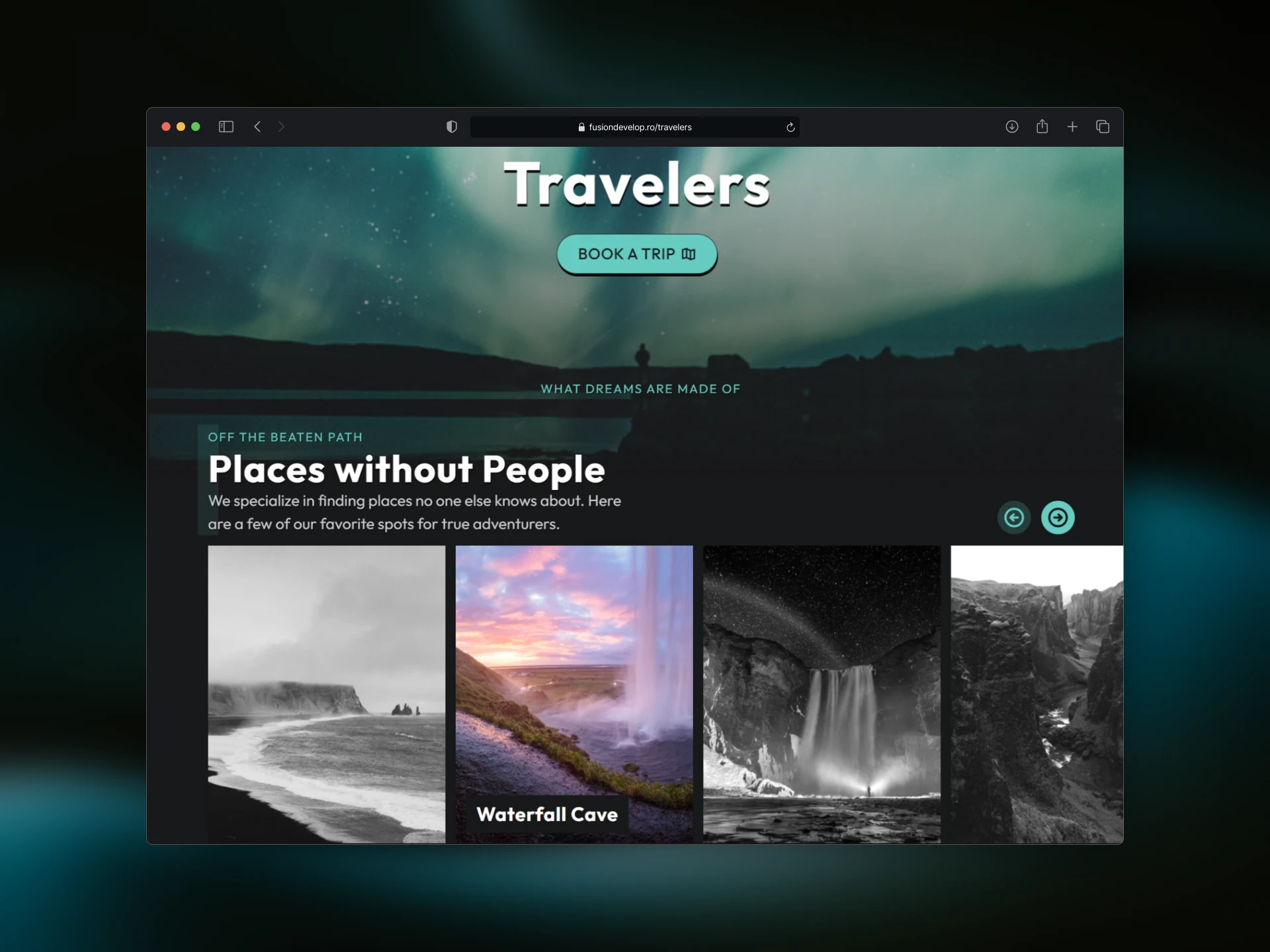 previzualizare in browser pentu pagina web cu efectul parallax